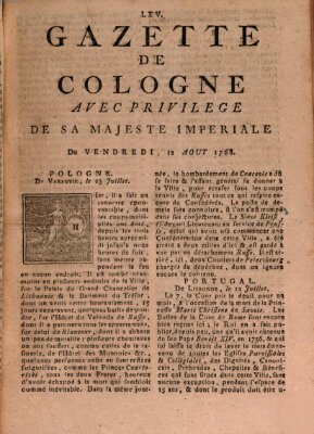 Gazette de Cologne Freitag 12. August 1768