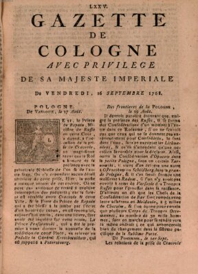 Gazette de Cologne Freitag 16. September 1768