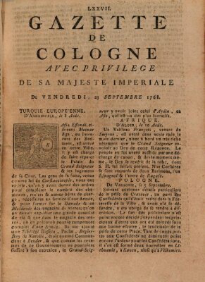 Gazette de Cologne Freitag 23. September 1768