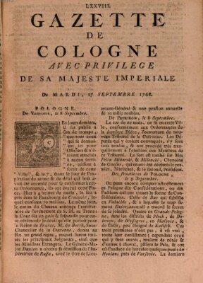 Gazette de Cologne Dienstag 27. September 1768