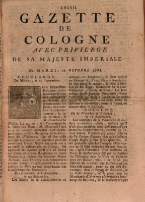 Gazette de Cologne Dienstag 11. Oktober 1768