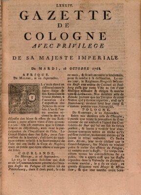 Gazette de Cologne Dienstag 18. Oktober 1768