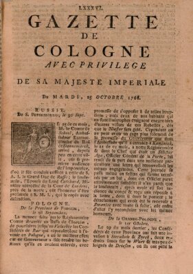 Gazette de Cologne Dienstag 25. Oktober 1768