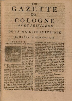 Gazette de Cologne Dienstag 15. November 1768