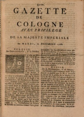 Gazette de Cologne Dienstag 22. November 1768