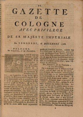 Gazette de Cologne Freitag 16. Dezember 1768