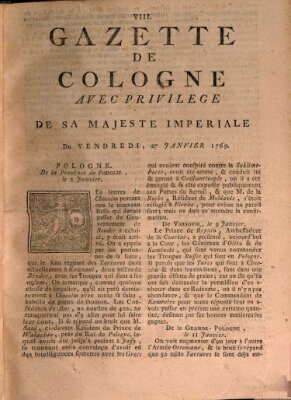 Gazette de Cologne Freitag 27. Januar 1769