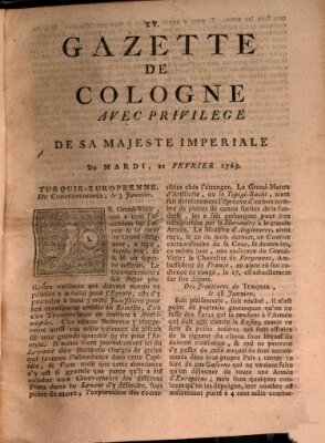 Gazette de Cologne Dienstag 21. Februar 1769