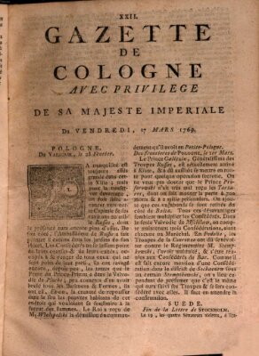 Gazette de Cologne Freitag 17. März 1769