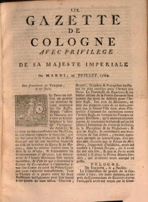 Gazette de Cologne Dienstag 25. Juli 1769