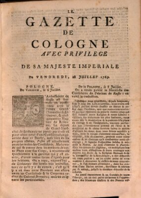 Gazette de Cologne Freitag 28. Juli 1769