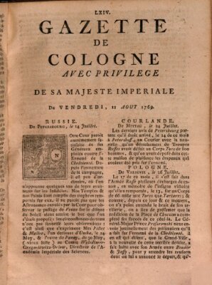 Gazette de Cologne Freitag 11. August 1769