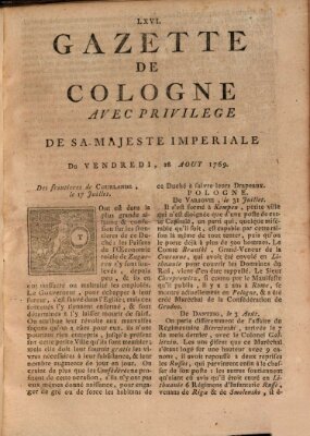 Gazette de Cologne Freitag 18. August 1769