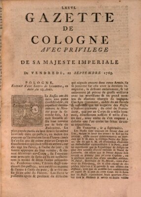 Gazette de Cologne Freitag 22. September 1769