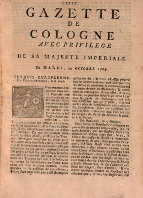 Gazette de Cologne Dienstag 24. Oktober 1769