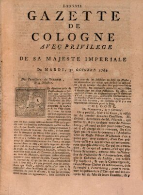 Gazette de Cologne Dienstag 31. Oktober 1769