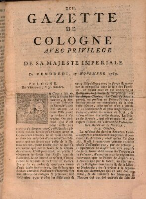 Gazette de Cologne Freitag 17. November 1769