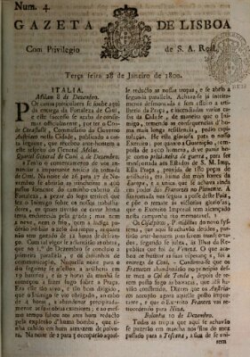 Gazeta de Lisboa Dienstag 28. Januar 1800