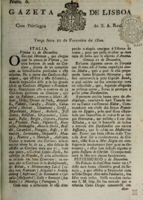 Gazeta de Lisboa Dienstag 11. Februar 1800