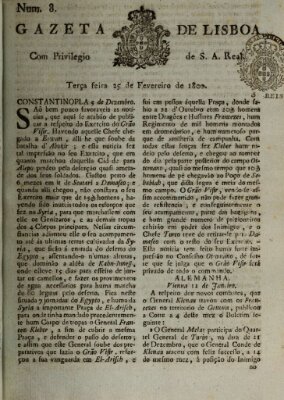 Gazeta de Lisboa Dienstag 25. Februar 1800