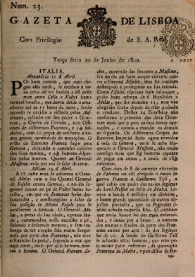 Gazeta de Lisboa Dienstag 10. Juni 1800