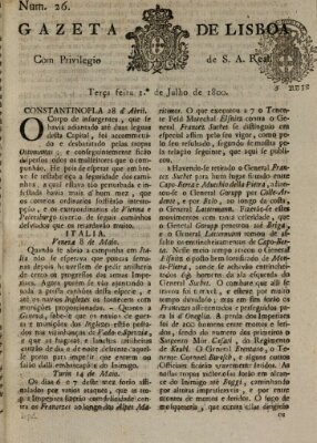 Gazeta de Lisboa Dienstag 1. Juli 1800