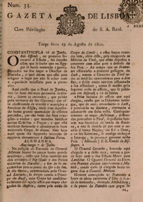 Gazeta de Lisboa Dienstag 19. August 1800