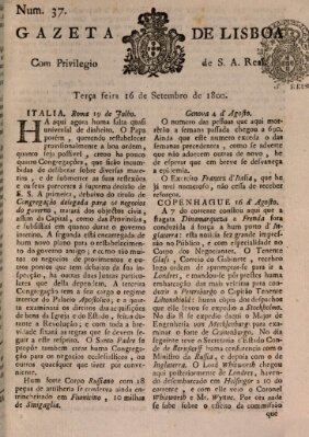 Gazeta de Lisboa Dienstag 16. September 1800