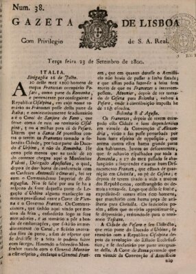 Gazeta de Lisboa Dienstag 23. September 1800