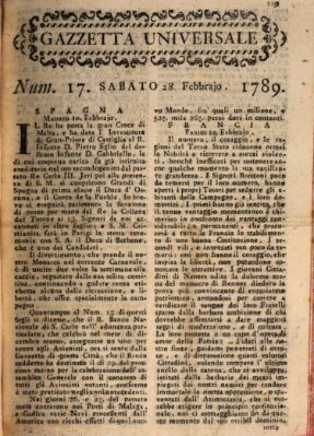 Gazzetta universale Samstag 28. Februar 1789