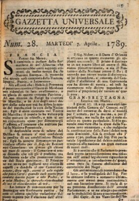 Gazzetta universale Dienstag 7. April 1789