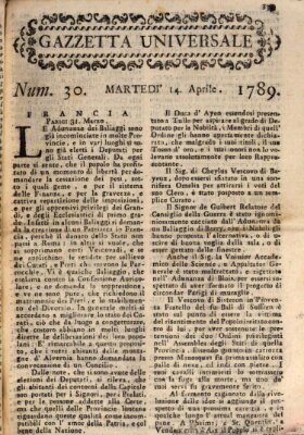 Gazzetta universale Dienstag 14. April 1789