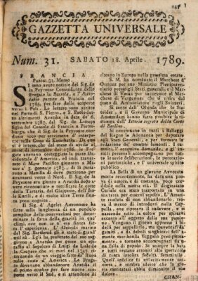 Gazzetta universale Samstag 18. April 1789