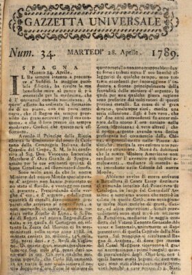 Gazzetta universale Dienstag 28. April 1789