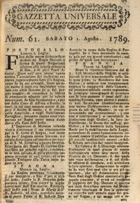 Gazzetta universale Samstag 1. August 1789