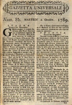 Gazzetta universale Dienstag 6. Oktober 1789