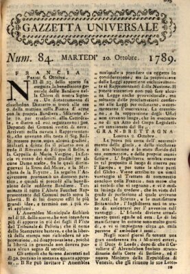 Gazzetta universale Dienstag 20. Oktober 1789