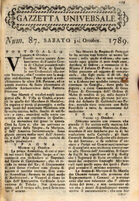 Gazzetta universale Samstag 31. Oktober 1789