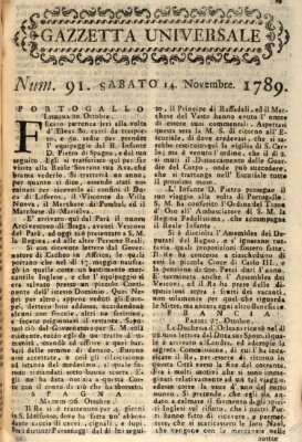 Gazzetta universale Samstag 14. November 1789