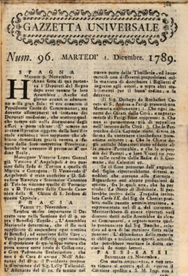 Gazzetta universale Dienstag 1. Dezember 1789