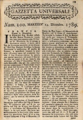 Gazzetta universale Dienstag 15. Dezember 1789