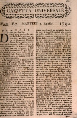Gazzetta universale Dienstag 3. August 1790