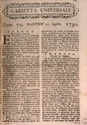 Gazzetta universale Dienstag 31. August 1790