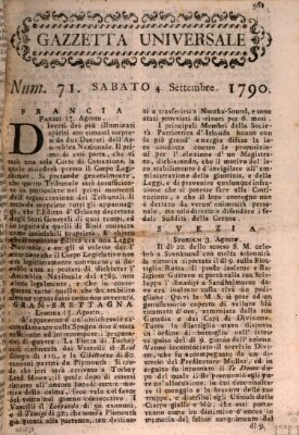 Gazzetta universale Samstag 4. September 1790