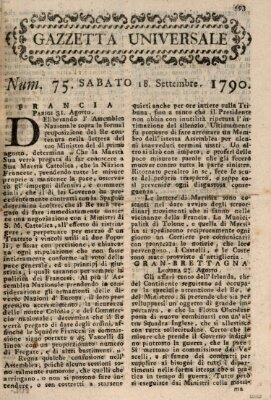 Gazzetta universale Samstag 18. September 1790