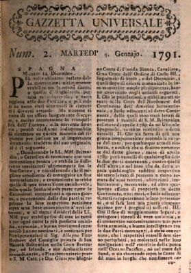 Gazzetta universale Dienstag 4. Januar 1791