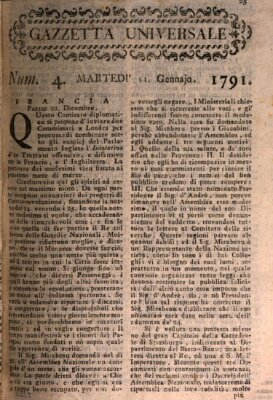 Gazzetta universale Dienstag 11. Januar 1791