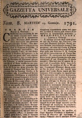 Gazzetta universale Dienstag 25. Januar 1791