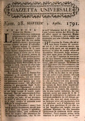 Gazzetta universale Dienstag 5. April 1791