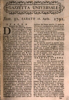 Gazzetta universale Samstag 16. April 1791